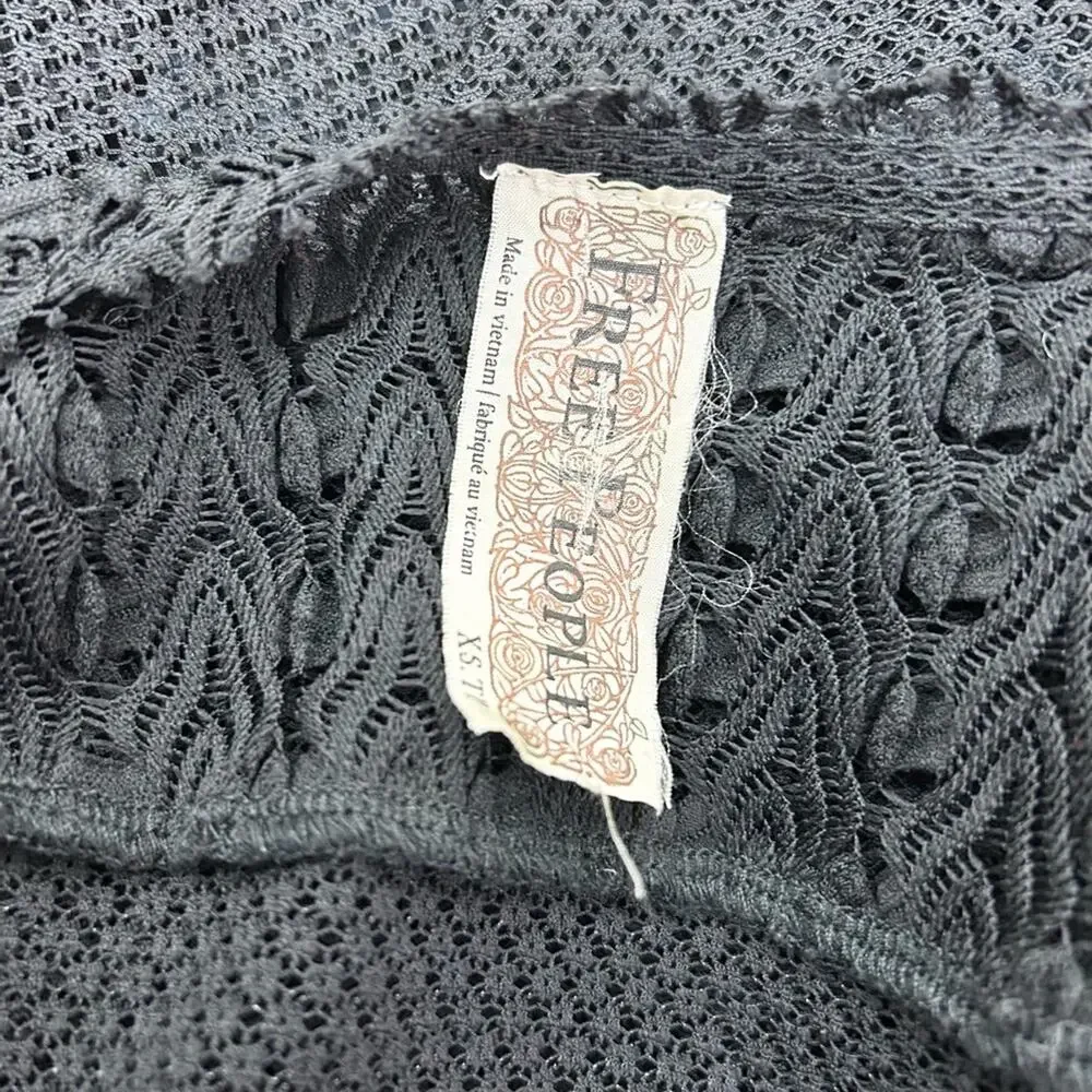 Free People Mesh Black long Sleeve Top Goth‎ Indie